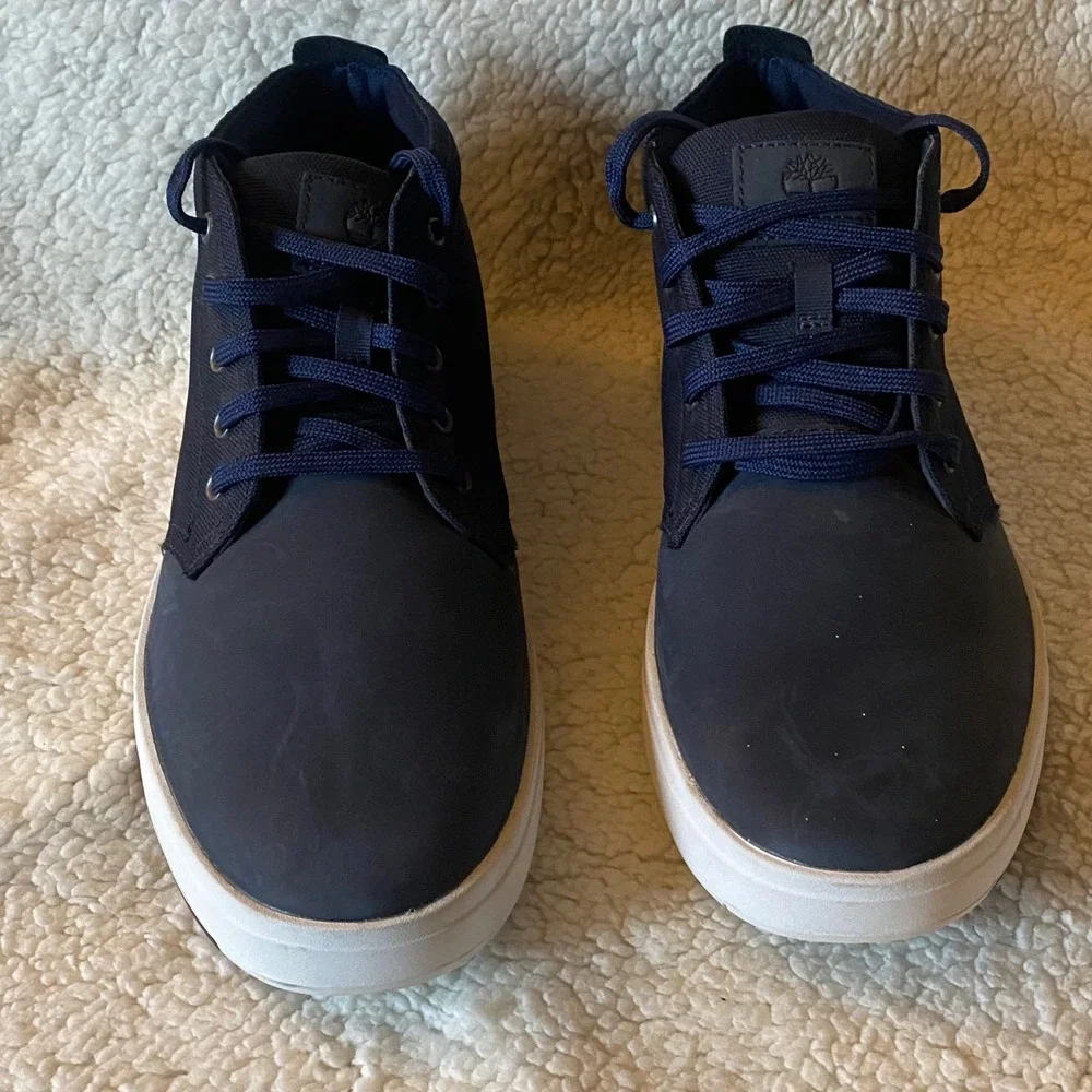 Timberland Groveton Chukka Mens 10.5 Navy Blue Nubuck Cordura Sneakers A1SF3